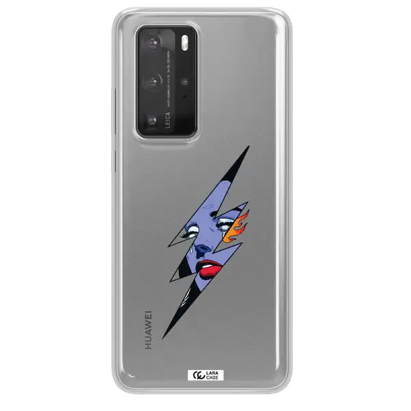 a lightning bolt with a woman's face Huawei P40 Pro Clear TPU Case
