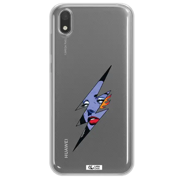 a lightning bolt with a woman's face Huawei Y5 2019 Clear TPU Case