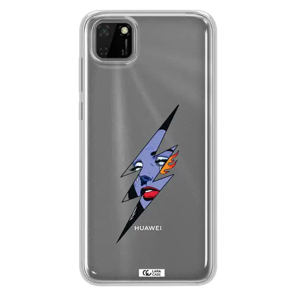 a lightning bolt with a woman's face Huawei Y5P Clear TPU Case