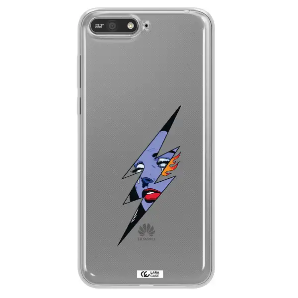 a lightning bolt with a woman's face Huawei Y6 2018 Clear TPU Case