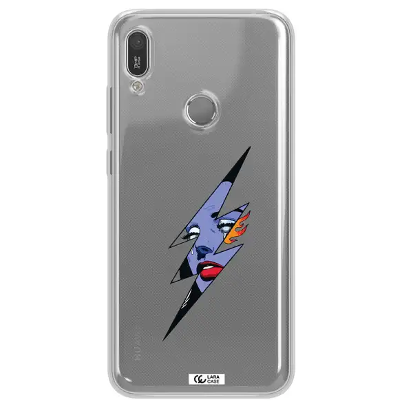 a lightning bolt with a woman's face Huawei Y6 2019 Clear TPU Case