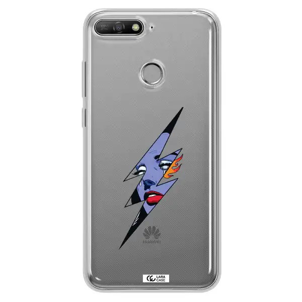 a lightning bolt with a woman's face Huawei Y6 Prime 2018 Clear TPU Case