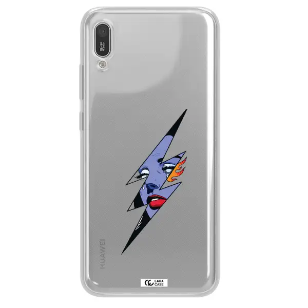 a lightning bolt with a woman's face Huawei Y6 Pro 2019 Clear TPU Case