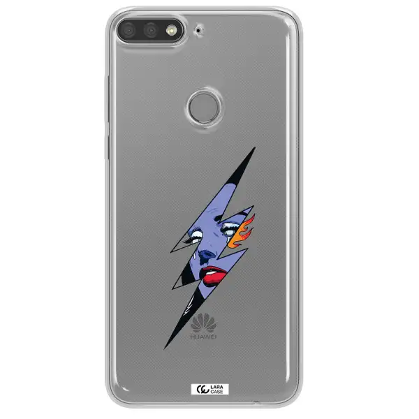 a lightning bolt with a woman's face Huawei Y7 Prime 2018 Clear TPU Case