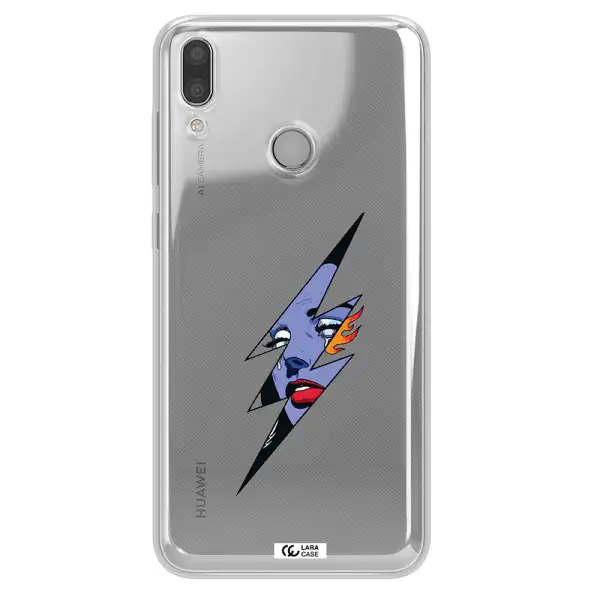 a lightning bolt with a woman's face Huawei Y9 2019 Clear TPU Case