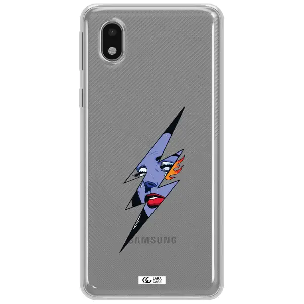 A Lightning Bolt With A Woman's Face Samsung A01 Core Clear Tpu Case
