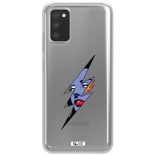 a lightning bolt with a woman's face Samsung A03S Clear TPU Case