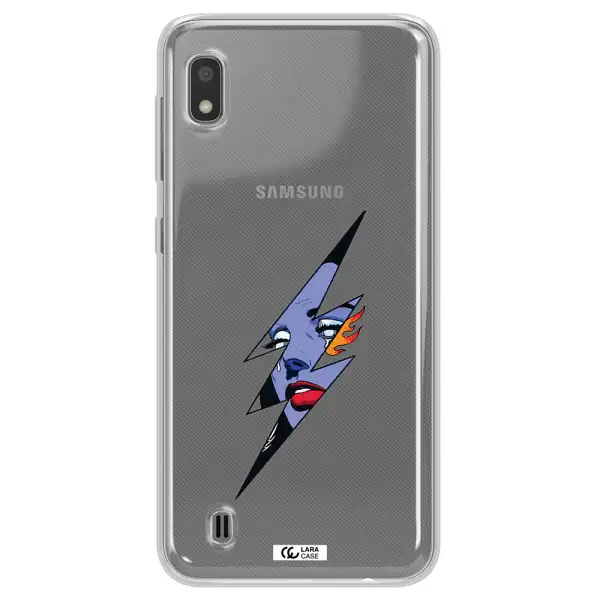 a lightning bolt with a woman's face Samsung A10 Clear TPU Case