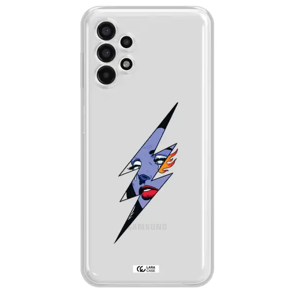 a lightning bolt with a woman's face Samsung A13 4g Clear TPU Case
