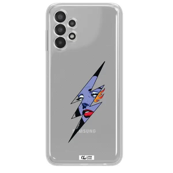 a lightning bolt with a woman's face Samsung A13 Clear TPU Case