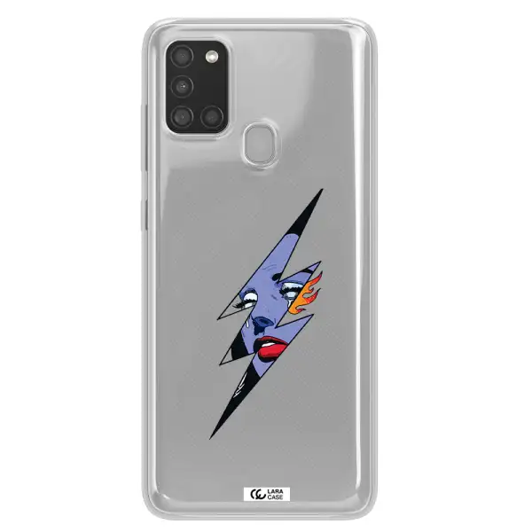 a lightning bolt with a woman's face Samsung A21S Clear TPU Case