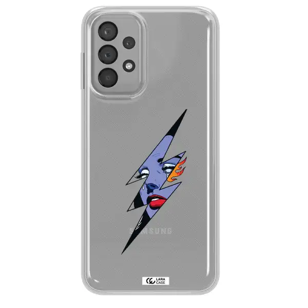 a lightning bolt with a woman's face Samsung A23 Clear TPU Case