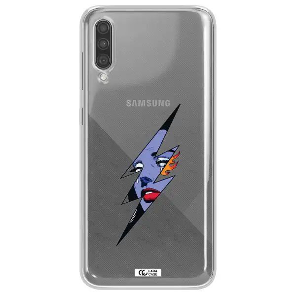 a lightning bolt with a woman's face Samsung A30S Clear TPU Case