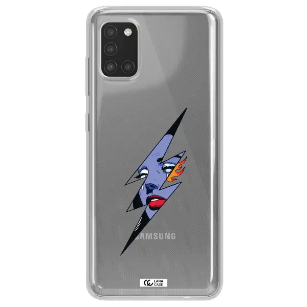 a lightning bolt with a woman's face Samsung A31 Clear TPU Case