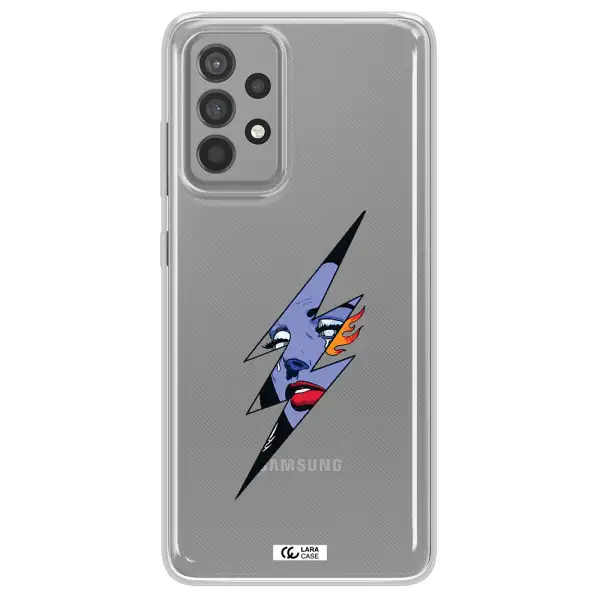 a lightning bolt with a woman's face Samsung A52 Clear TPU Case