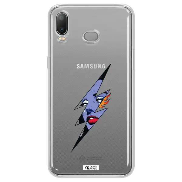 a lightning bolt with a woman's face Samsung A6S Clear TPU Case