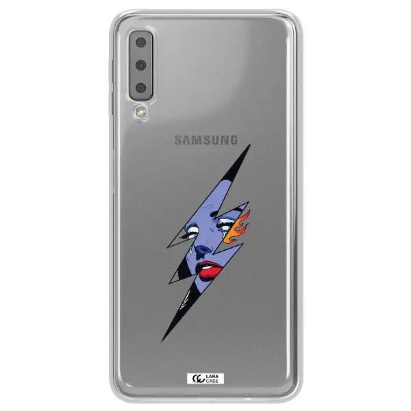a lightning bolt with a woman's face Samsung A7 2018 Clear TPU Case