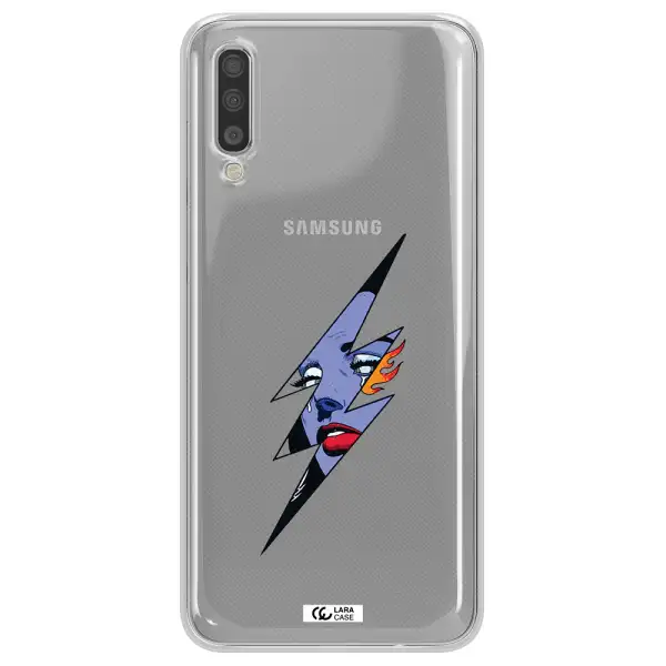 a lightning bolt with a woman's face Samsung A70 Clear TPU Case
