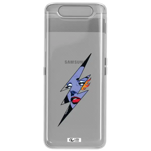 a lightning bolt with a woman's face Samsung A80 Clear TPU Case