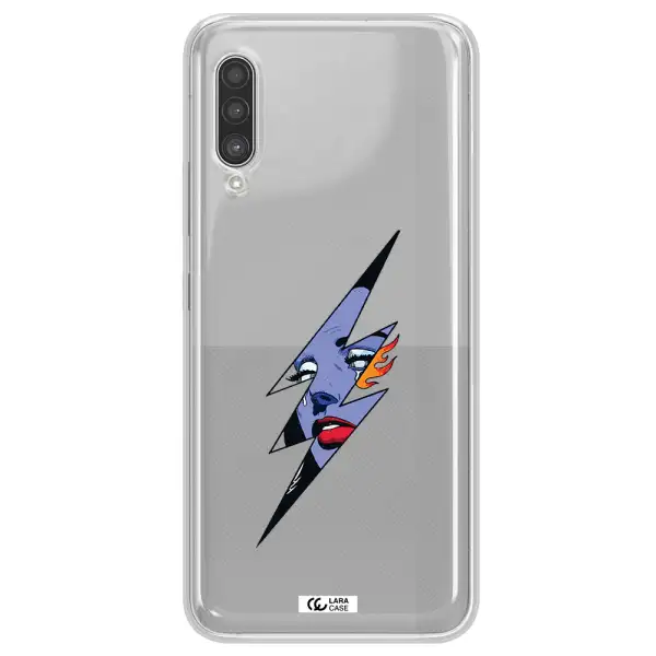 a lightning bolt with a woman's face Samsung A90 Clear TPU Case