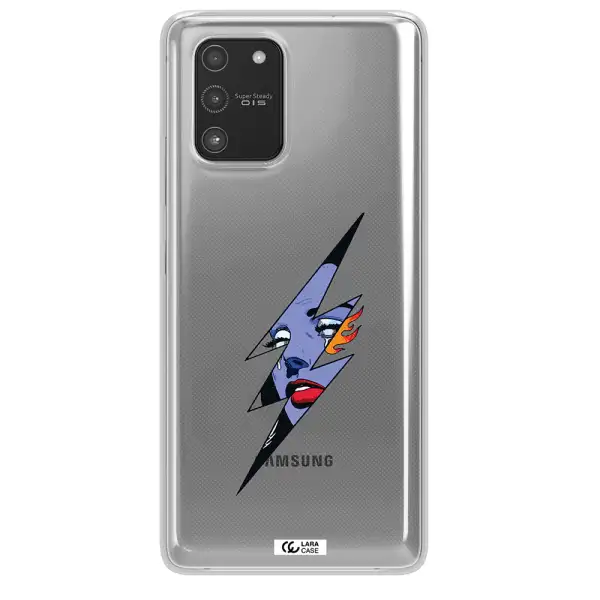 a lightning bolt with a woman's face Samsung A91 Clear TPU Case