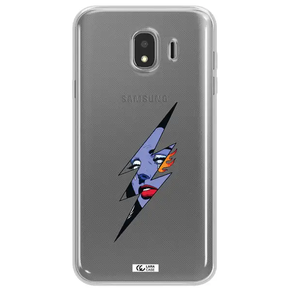 a lightning bolt with a woman's face Samsung J4 Clear TPU Case