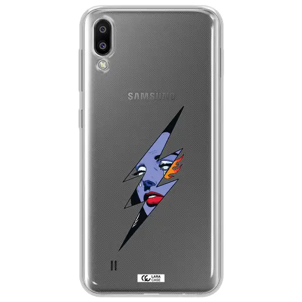 a lightning bolt with a woman's face Samsung M10 Clear TPU Case