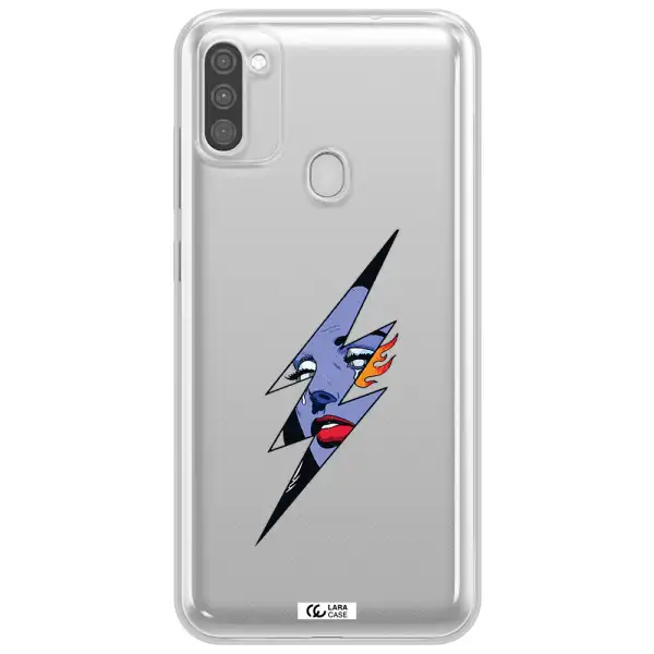 a lightning bolt with a woman's face Samsung M11 Clear TPU Case