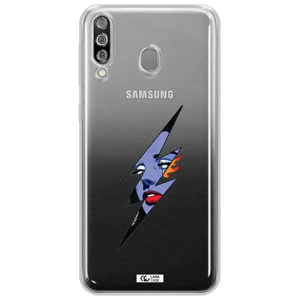 a lightning bolt with a woman's face Samsung M30 Clear TPU Case