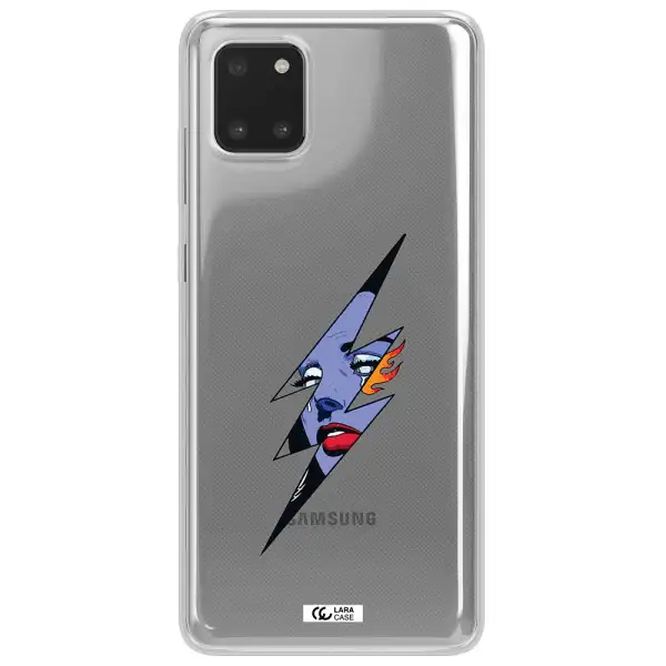 a lightning bolt with a woman's face Samsung Note 10 Lite Clear TPU Case