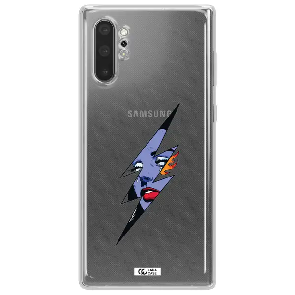 a lightning bolt with a woman's face Samsung Note 10 Plus Clear TPU Case