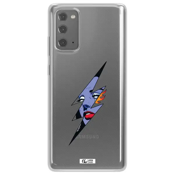 a lightning bolt with a woman's face Samsung Note 20 Clear TPU Case
