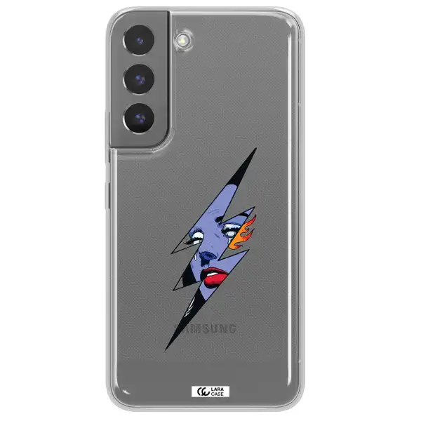a lightning bolt with a woman's face Samsung S 22 Clear TPU Case