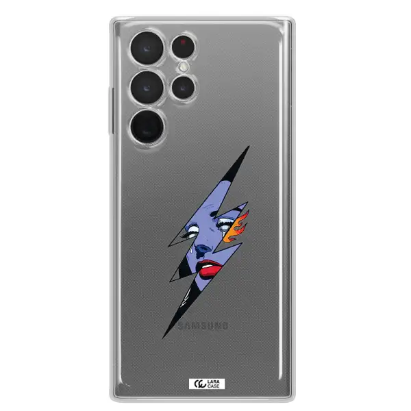 a lightning bolt with a woman's face Samsung S 22 Ultra Clear TPU Case