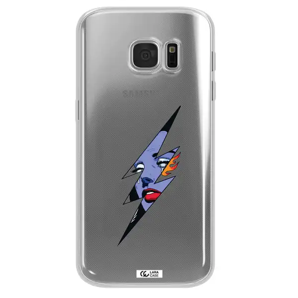 a lightning bolt with a woman's face Samsung S 7 Clear TPU Case