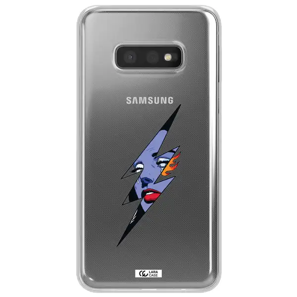 a lightning bolt with a woman's face Samsung S10e Clear TPU Case