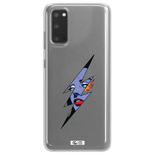 a lightning bolt with a woman's face Samsung S20 Clear TPU Case