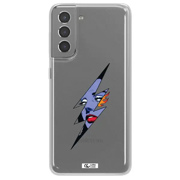 a lightning bolt with a woman's face Samsung S21 Clear TPU Case