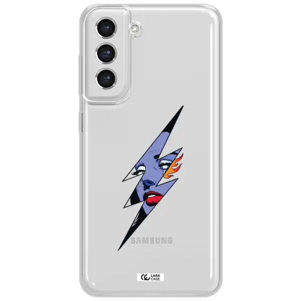 A Lightning Bolt With A Woman's Face Samsung S21 Fe Clear Tpu Case