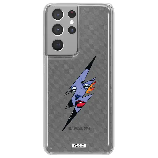 a lightning bolt with a woman's face Samsung S21 Ultra Clear TPU Case