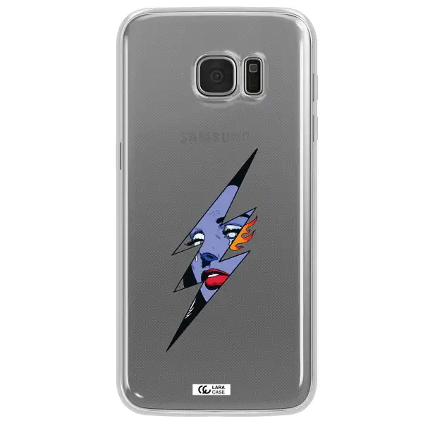 a lightning bolt with a woman's face Samsung S7 Edge Clear TPU Case