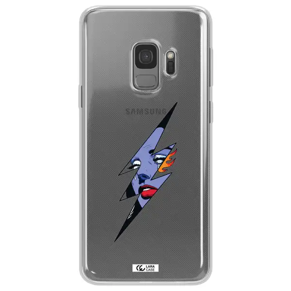 a lightning bolt with a woman's face Samsung S9 Clear TPU Case