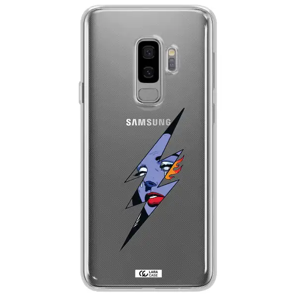 a lightning bolt with a woman's face Samsung S9 Plus Clear TPU Case
