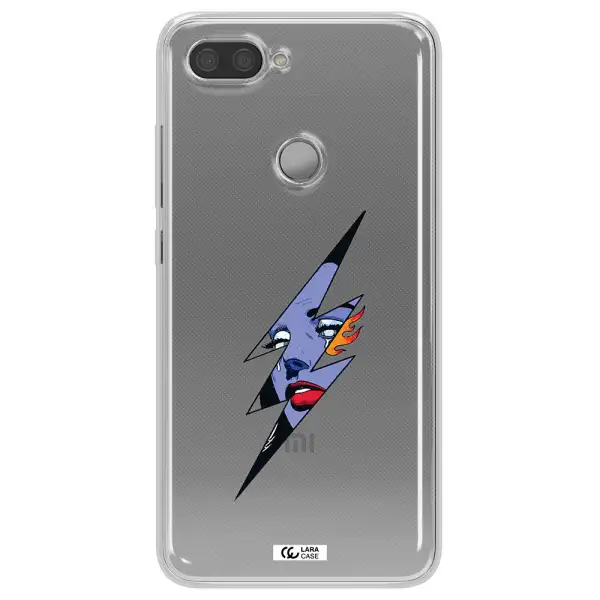 a lightning bolt with a woman's face Xiaomi Mi 8 Lite Clear TPU Case