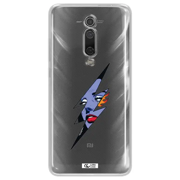 a lightning bolt with a woman's face Xiaomi Mi 9T Clear TPU Case