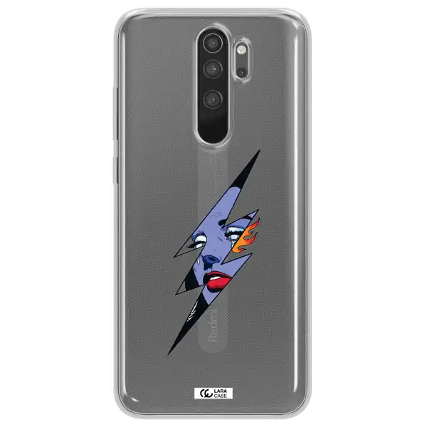 a lightning bolt with a woman's face Xiaomi Note 8 Pro Clear TPU Case