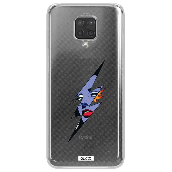 a lightning bolt with a woman's face Xiaomi Note 9 Pro Clear TPU Case