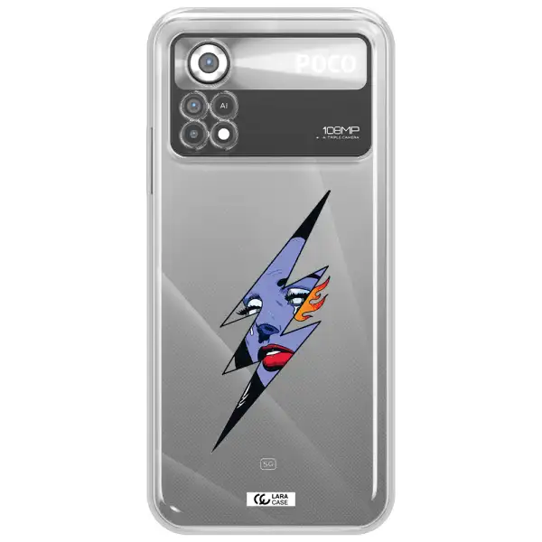 a lightning bolt with a woman's face Xiaomi Poco X4 Pro Clear TPU Case