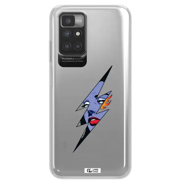 a lightning bolt with a woman's face Xiaomi Redmi 10 Clear TPU Case