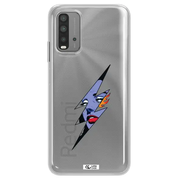 a lightning bolt with a woman's face Xiaomi Redmi 9T Clear TPU Case
